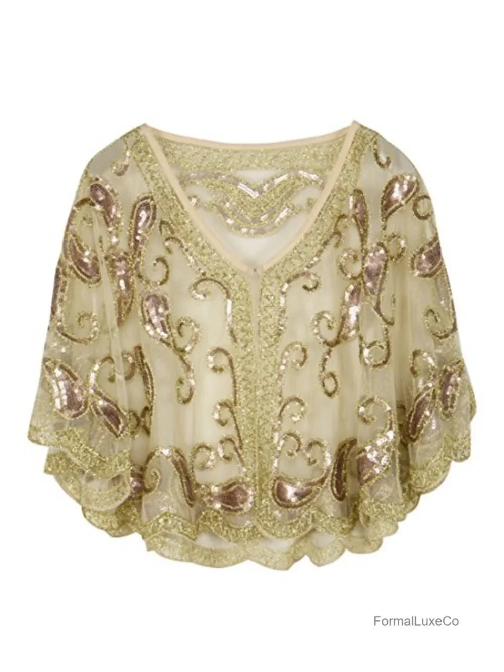 Flapper Sequin Fringe Wrap Cape Evening Party Shawl